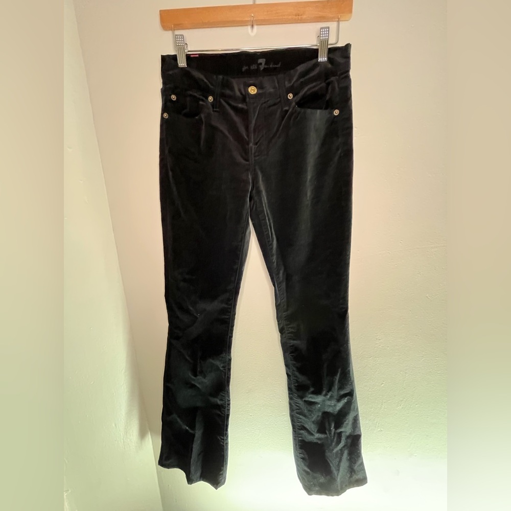 7 For All Mankind Flare Jeans Pants Womens Size  26 Black Velvet Low Rise